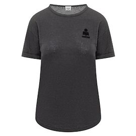 Isabel Marant Leinen T-Shirt mit Logo Schwarz