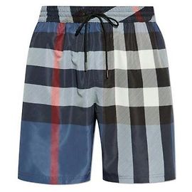 Burberry Checked Swim Shorts Blue