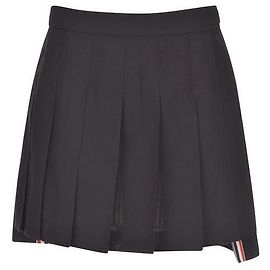 Thom Browne Wool Fresco Pleated Mini Skirt Black