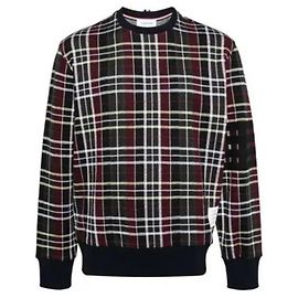Thom Browne Sudadera de algodón de cuello redondo con jacquard a rayas Multicolor