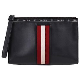 Bally Three Stripe Black Small Strap Clutch Bag Black
