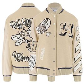 Off White Multi-Applikations-Bomberjacke Braun