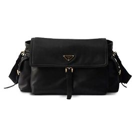Prada Explore Medium Nappa Leather Flap Shoulder Bag Black