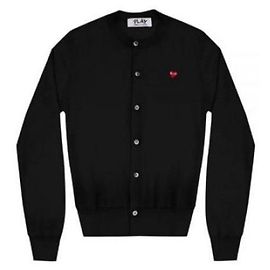 Comme Des Garcons Cardigan mit kleinem roten Herz-Patch AZ Schwarz