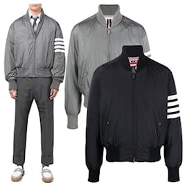 Thom Browne Jaqueta Bomber com Padding Diagonal Azul