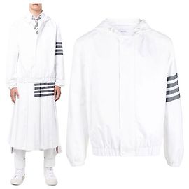 Thom Browne Spring/Summer Stripe Diagonal Hooded Jacket White