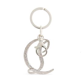 Christian Louboutin CL Logo Strass Keyring Silver White