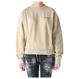 Off White Sudadera Beige con Logo de Flecha Naranja