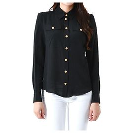 Balmain Camicia di seta nera Nero