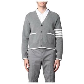 Thom Browne Bar gestreifter Milano-Stich-Kanten-Cardigan Braun