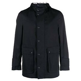 Thom Browne Nylon Tech Snap Front Rain Parka Blue