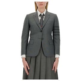 Thom Browne Giacca in flanella a righe Marrone