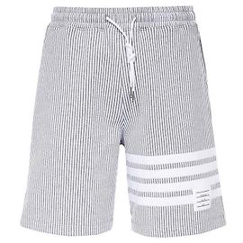 Thom Browne Pantalones cortos de seersucker de algodón a rayas Loopback Castaño