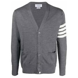 Thom Browne Cardigan en laine durable à rayures Bar Marron