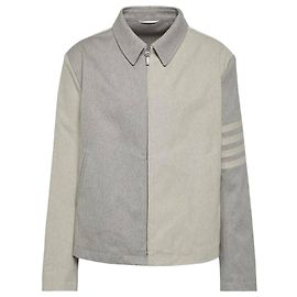 Thom Browne Stripe Denim Zipper Jacket Brown