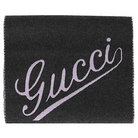Gucci Cachecol de lã e cashmere jacquard com logo Marrom