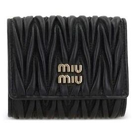 Miu Miu Small Matelassé Nappa Leather Wallet AFPP Black