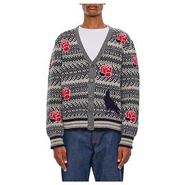 Thom Browne Cardigã de Lã de Mohair Rosa e Corvo Multicor