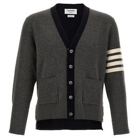 Thom Browne Merino Wool Half Cardigan Brown