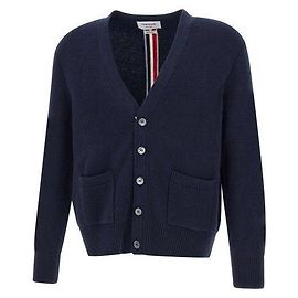 Thom Browne Gestrickte Merinowolle Piqué-Cardigan Blau