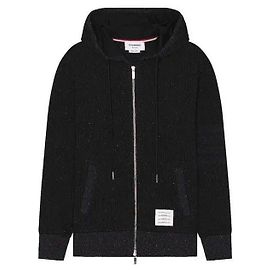 Thom Browne Bar Loopback Seide Kapuzen-Zip Schwarz