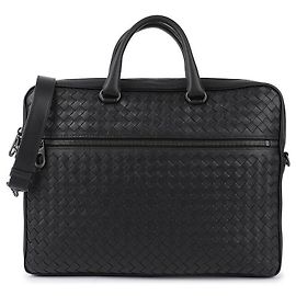 Bottega Veneta Intrecciato Briefcase Black