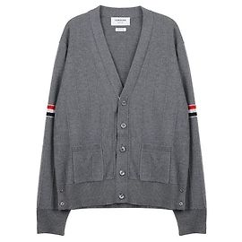 Thom Browne Wool Relaxed V-Neck Arm Band Men's Cardigan Brown