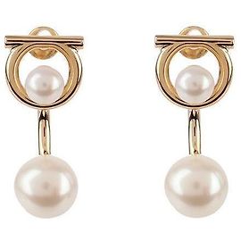 Salvatore Ferragamo Gancini Perlenohrringe Golden