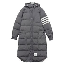 Thom Browne Diagonal Military Ripstop Goose Down Padding Coat Medium Gray Brown