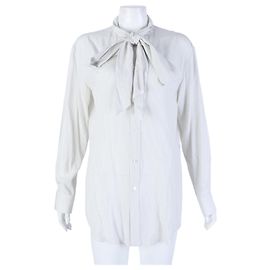 Céline Celine Seidenbluse mit langen Ärmeln Blau
