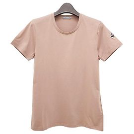 Moncler Camiseta de jersey de algodão com mangas curtas e patch de logo Rosa