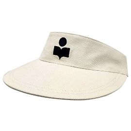 Boné Visor Logo TYRY Isabel Marant Ecru Preto Branco