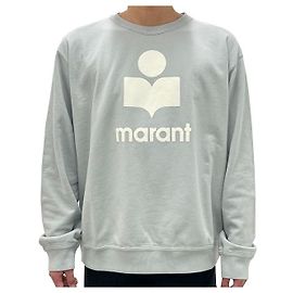 Isabel Marant MIKOY Samt-Logo-Sweatshirt Hellblau Ecru LUEC Blau