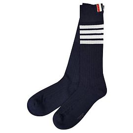 Thom Browne Three Stripe Tab Diagonal Socks Navy Blue