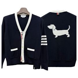 Thom Browne Diagonal Stripe Bar Relaxed Fit Hector Cardigan Navy Blue