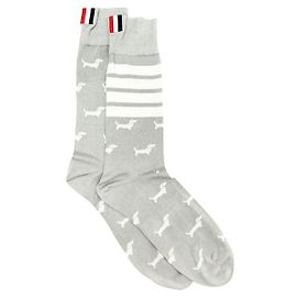 Calze a metà polpaccio a righe Hector Thom Browne Grigio Chiaro Marrone