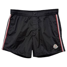Moncler Logo Patch Three-Stripe Swim Shorts Black