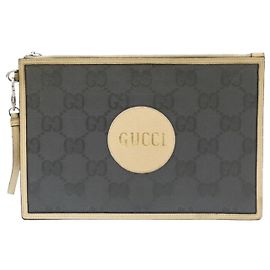 Gucci Off The Grid Pouch Strap Clutch Gray Brown