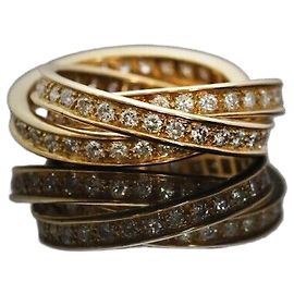 Cartier Trinity Full Diamond Yellow Gold Ring Size Jaune