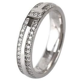Tiffany & Co Narrow Ring White Gold Full Pave Diamond Size White