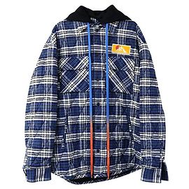 Off White Blau gestepptes Karomuster-Jacke Blau