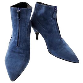 Botas de tornozelo em camurça Hermès Azul