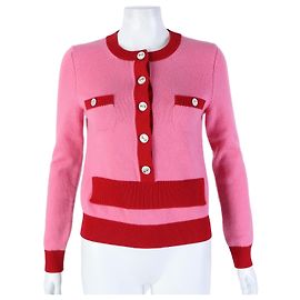 Chanel Suéter de Manga Larga de Punto Roja
