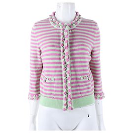 Gestreifter Cardigan von Chanel Grün