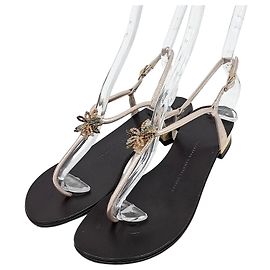 Sandali Giuseppe Zanotti in Pelle Rosa Metallico e Marrone Marrone
