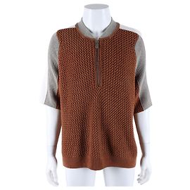 Hermès Half-Zip Short Sleeve Knit Brown