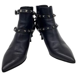 Valentino Rockstud Ankle Boots Black