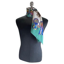 Hermès Pferdeband Schal Aqua Grün Grün