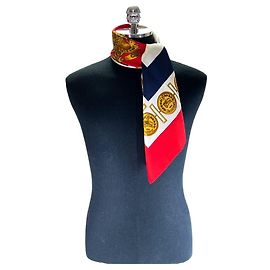 Burberry Sciarpa in seta araldica blu navy rosso avorio Blu