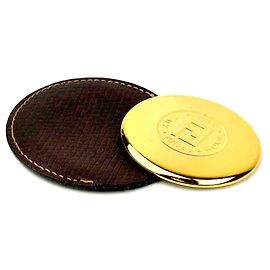Fendi Makeup Portable Mirror Case Gold Brown Brown
